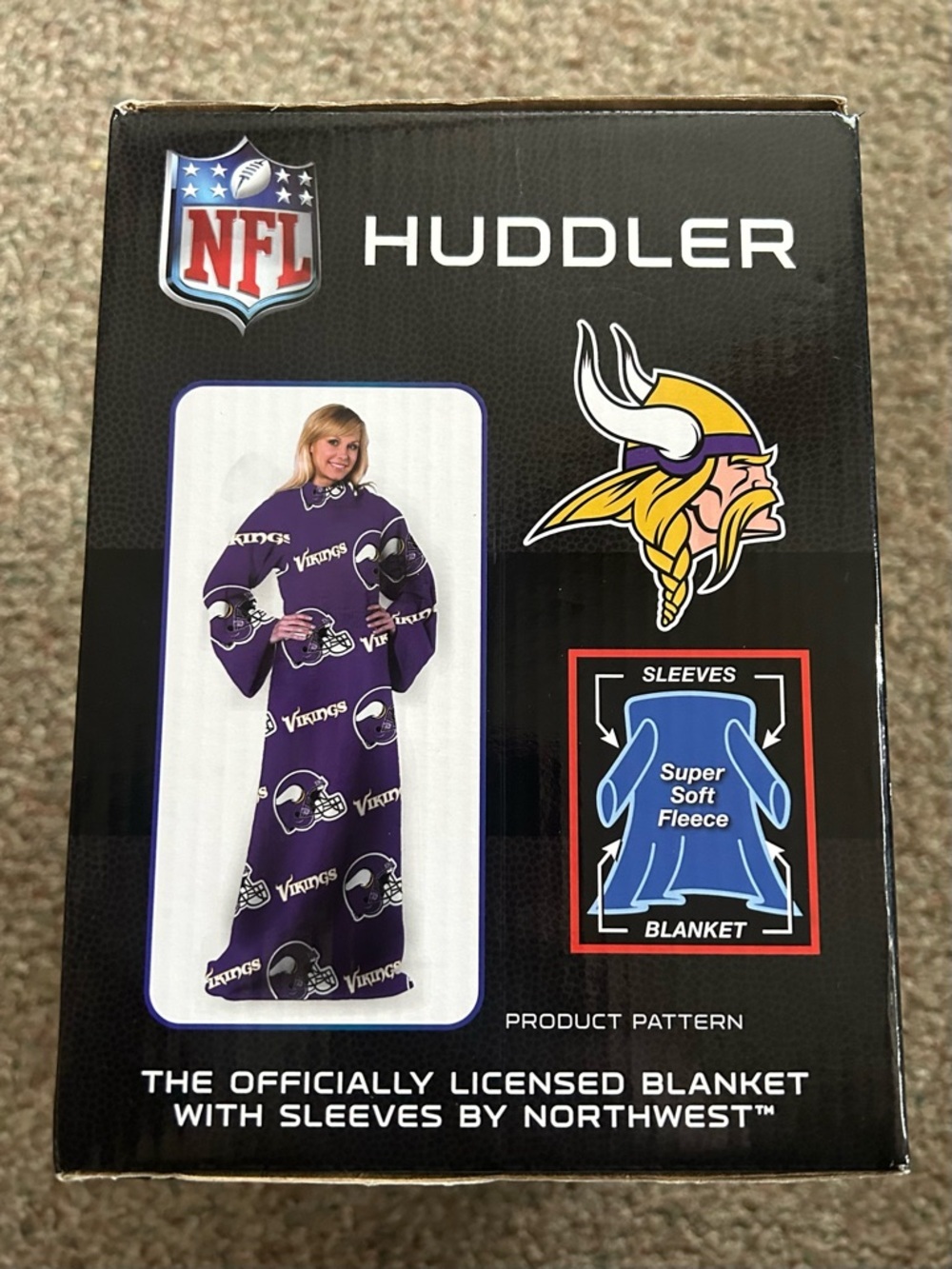 Northwest NFL Adult Minnesota Vikings Uniform Comfy Throw Blanket W/ Sleeves New - Picture 4 of 5